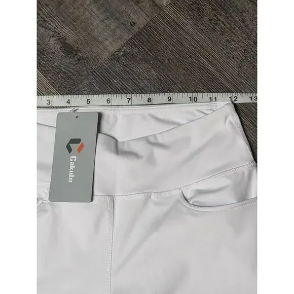 Cakulo NWT White Cropped Capri Yoga Pants Size S Small Stretch Active Golf - Picture 2 of 6